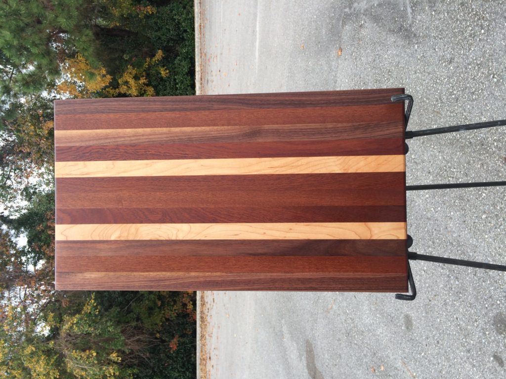 walnut, sapele, and maple cuttting boad
